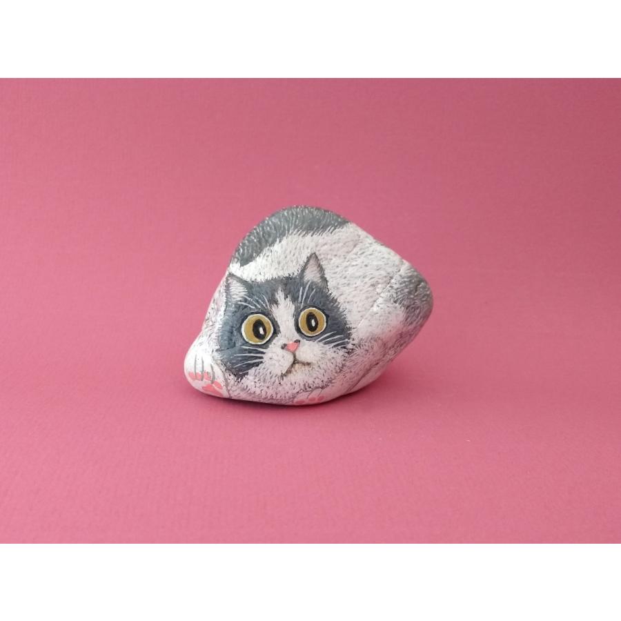 気持ち良さそうに寝てる 猫 ネコ ねこ 作家 石 ストーンアート