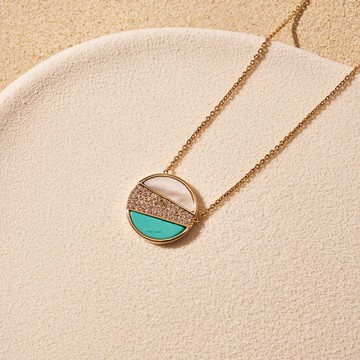 星河滿鑽雙寶石項鍊 (綠松石)