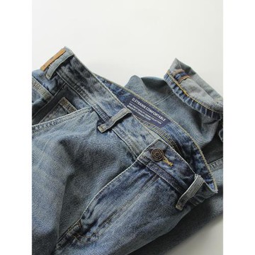 經典復古水洗淺色牛仔褲男美式潮牌重磅純棉做舊直筒錐形休閑長褲