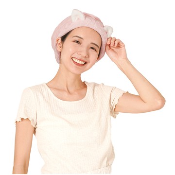 CB JAPAN 動物系列超細纖維擦頭包巾 小貓粉/毛巾/洗浴用品/衛浴收納