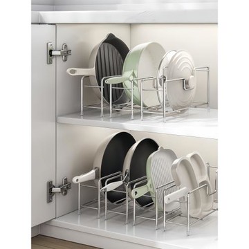 廚房置物架不銹鋼臺面菜板鍋蓋架櫥柜水槽內炒鍋平底鍋具收納架子