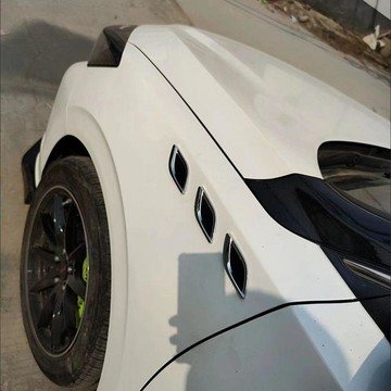 【兔子】汽車個性鯊魚腮仿真出風口改裝側風口引擎蓋葉子板裝飾貼假風口免運