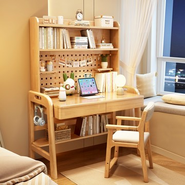 【AOTTO】多功能洞洞板收納實木升降書桌-100公分(WD-029)