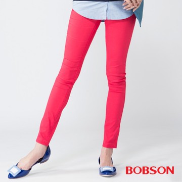 BOBSON 女款亮光紗大彈力緊身褲(紅13)