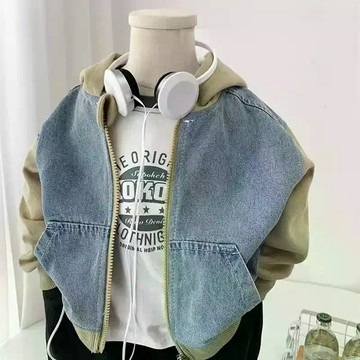 男童春秋牛仔外套新款韓版兒童連帽拉鍊衫休閒上衣兒童痞帥潮 男童外套 連帽外套 男中小童 兒童開衫外套