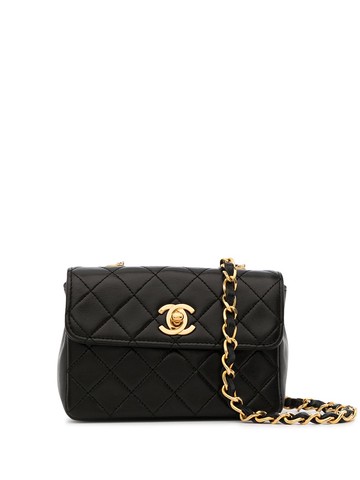CHANEL Pre-Owned - 1990s mini diamond-quilted crossbody bag - women - Leather - One Size - Black
