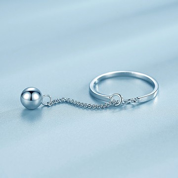 925純銀天文球會動的戒指女ins潮網紅流蘇食指戒學生圓珠吊墜指環