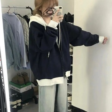 出清不補爆款出清  連帽衛衣 衛衣 套頭衛衣 連帽衫 長袖帽t 情侶衛衣 韓國 日本 【純棉】慵懶風撞色刺繡美式復古連帽