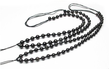 天然水晶黑曜石珠鏈吊墜繩 項鏈DIY配件 天然水晶掛墜繩吊墜繩1入