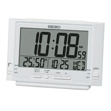 seiko SK037 精工鐘 (QHL095W) 溫溼度顯示貪睡電子雙鬧鈴桌鐘 8*13cm｜樂天全館特惠中★指定刷卡回饋10%