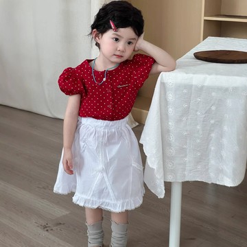 夏季新品女童韓版波點T恤兒童時髦洋氣短袖小外套女寶上衣