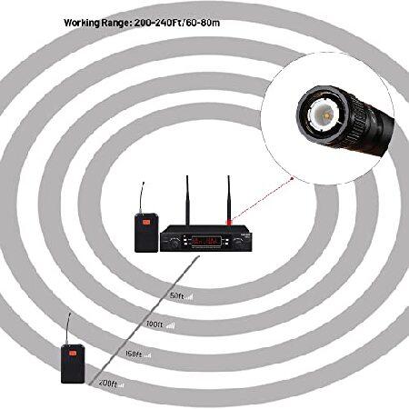 innopow 200-Channel Wireless Lavalier Microphone, Dual UHF Bodypack Cordless Lavalier Mic System Set, Auto Scan, Long Range 200-240Ft, 16 Hours Use Id