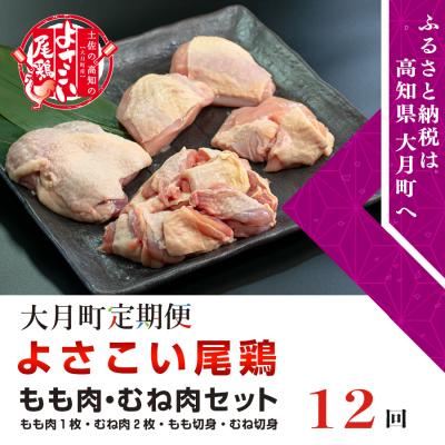 ふるさと納税 大月町 大月町のブランド鶏 よさこい尾鶏 もも・むね肉セット　計12回