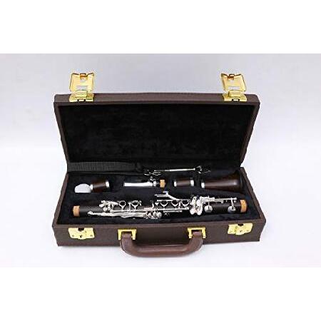 Yinfente Professional Clarinet Eb Ebony wood E key Silver Plate With Case   Reeds   Pads