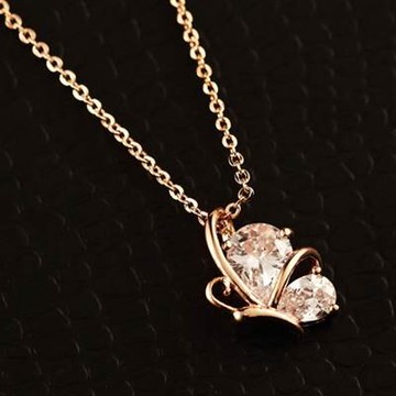 現貨+預購 玫瑰金項鍊鑲鑽吊墜-奢華高貴時尚流行女飾品七夕情人節生日聖誕節交換禮物73bw43【獨家進口】【米蘭精品】