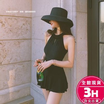 【梨卡】隔日到貨 女裝 連身泳裝 性感露背 度假泳裝 保守泳裝 海邊泳裝 掛脖泳裝 遮肚顯瘦 CR925【現貨24H】