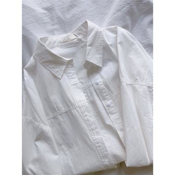 早秋白色長袖襯衫女2025秋季新款休閑寬松初秋上衣外套秋冬季疊穿