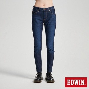 EDWIN 女裝 JERSEYS 迦績 斜紋自然丹寧窄管褲-原藍磨