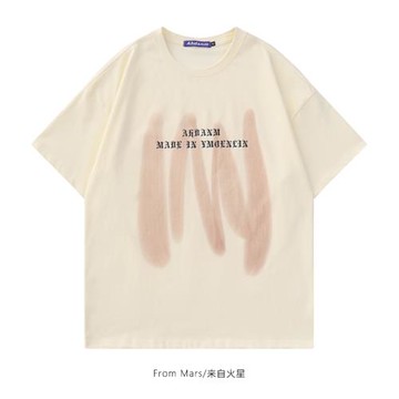 From Mars 隨意畫畫 美式復古街頭嘻哈純棉短袖T恤小眾情侶上衣bf