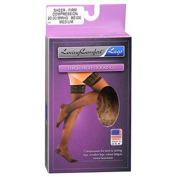 Loving Comfort Thigh High Stockings Sheer Firm 1653 Beige Medium 1 Each by Scott Specialties