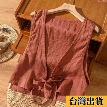 🌟新店優惠🌟麻棉馬甲 背心外搭夏季棉麻背心文藝復古女士馬夾馬甲外搭上衣女寬松設計感小眾小馬甲背心 吊帶外搭