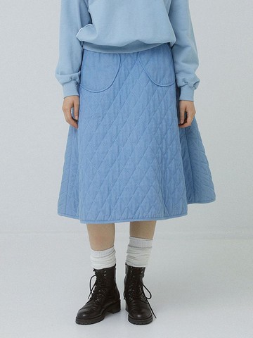 DENIM QUITING SKIRT BL