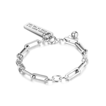 現貨+預購 鈦鋼手鍊鈦鋼手環-回型環扣字母吊牌情侶飾品聖誕節交換禮物74fl38【獨家進口】【米蘭精品】