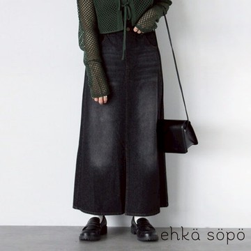 ehka sopo 前開岔刷色口袋牛仔長裙(FF43L0L0180)