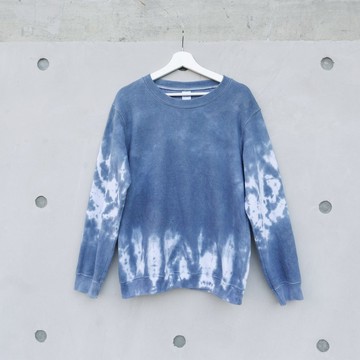 鼠灰藍 手染大學T 帽T