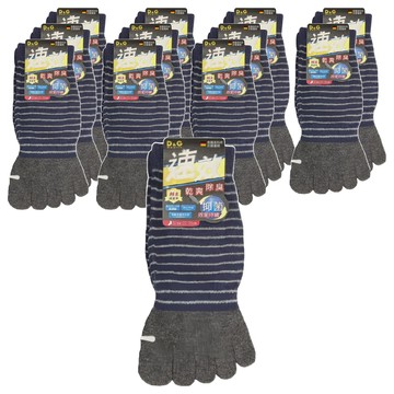 D&G 女款 速效機能1/2五趾襪 12雙入-D425 丈青 抑菌除臭  22~25cm