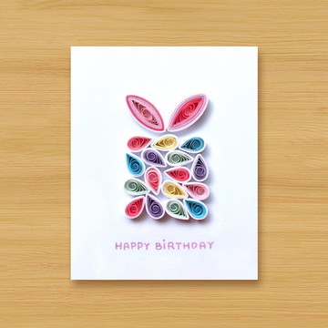 ( 3款供選擇 ) 手工捲紙卡片 _ 兔寶寶生日禮盒 - 生日卡