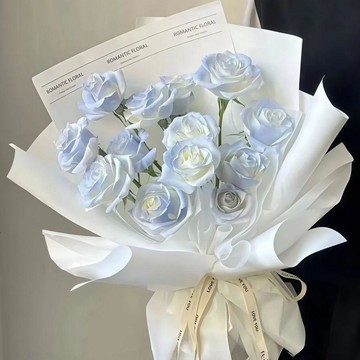 ❀【花中世界】❀七夕碎冰藍玫瑰香皂花束 送男友送父親 花語沉默的愛默默的守護