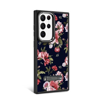 S24/S23系列 軍規防摔鋁合金鏡頭框立架手機殼-花語-粉玫瑰