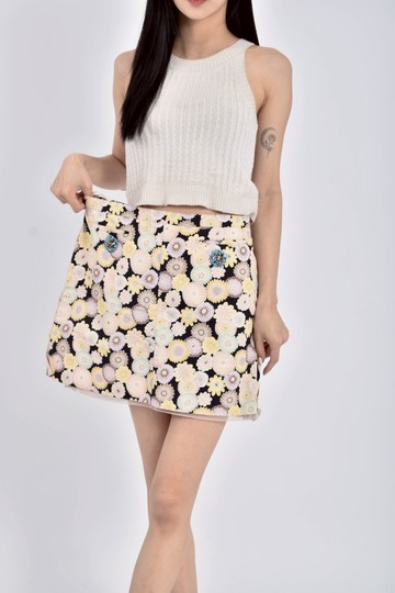 (XL) louis vuitton棉質花紋粉色短裙