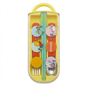 Skater AG抗菌三合一餐具組  筷子 + 叉子 + 湯匙 + 筷盒  巧虎 夥伴集合款 多色  1組