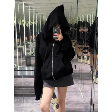 暗黑高街RO風經典新款男女情侶外套純棉磨毛斜拉鏈巫師帽衛衣外套