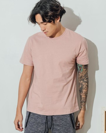 純棉素色圓領短TEE (莫蘭迪粉)