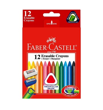 德國 Faber-Castell 輝柏 122612 三角擦擦蠟筆 (12色)【APP滿額下單10%點數(單一帳號最高5000點)】1/31止