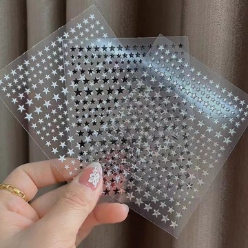 🎀台灣出貨🎀 五角星迷你小星星黑白燙金正規則五角星3d背膠無痕美甲貼美甲貼紙