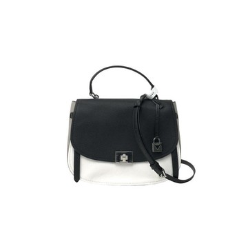 michael kors白色拼色皮革銀釦肩揹包