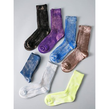 扎染做舊系列粗線秋冬加厚毛線襪子男女中筒長襪純棉防臭吸汗潮流