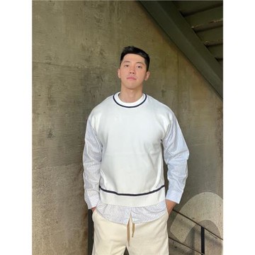 烏素mirror 男上衣2022秋新款設計感小眾假兩件針織衫休閑帥氣潮