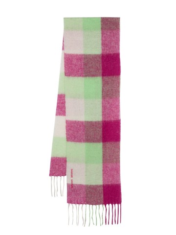 SAMSOE SAMSOE - Alex checkered fringed scarf - women - Alpaca/Recycled Mohair/Polyamide/Recycled Wool - One Size - Pink