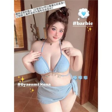 晚安奈奈 小美人魚!歐美微胖純欲亮片沙灘比基尼泳衣三件大罩杯FG