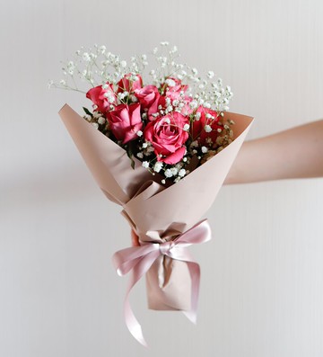 給最懂我的妳【玉屋 TAMAYA】高貴紫紅玫瑰花束 (8朵) 情人獻禮 花禮 生日禮 情人節 情人節花束 情人節快樂 520 甜蜜幸福