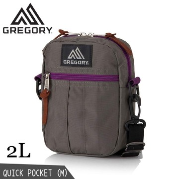 【GREGORY 美國 2L QUICK POCKET M 斜背包《灰/紫》】65459/側背包/腰包/休閒包/臀包/兩用包