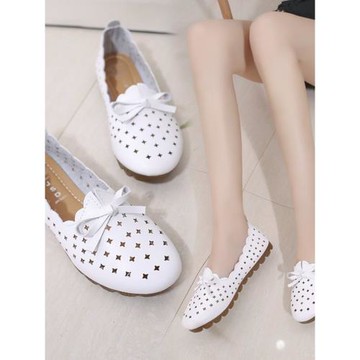 一腳蹬懶人鞋夏季2023新款韓版透氣鏤空白色護士鞋洞洞鞋平底單鞋