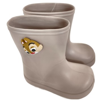 BORUI 柏睿鞋業 兒童款立體造型飾釦中筒輕量雨鞋 奇奇蒂蒂  奶茶色  16