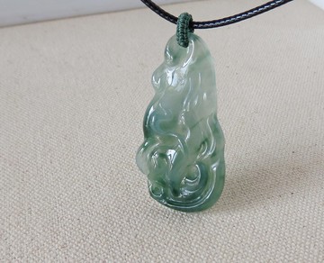 純銀【九尾靈狐】翡翠韓國蠟線項鍊*招財、辟邪、開運、招桃花