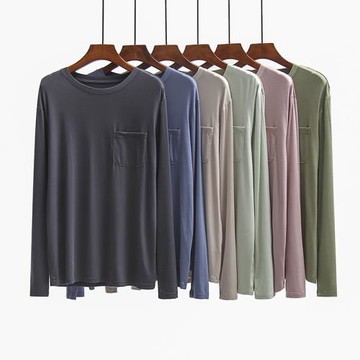 莫代爾男士睡衣春秋季薄款上衣單件家居服加大寬松T恤彈力打底衫